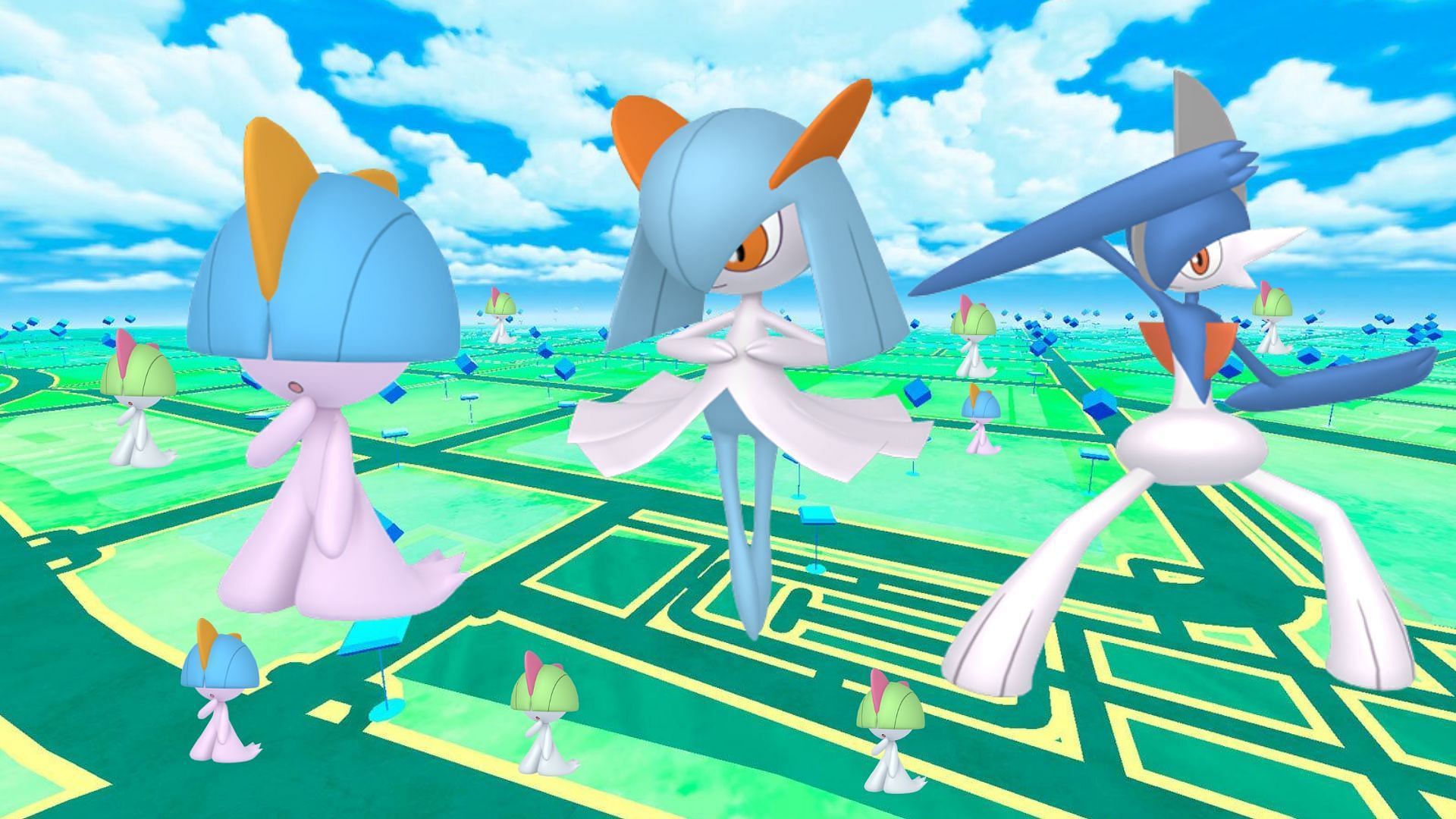 Shiny Ralts si evolve in Shiny Gallade (Immagine tramite The Pokemon Company)