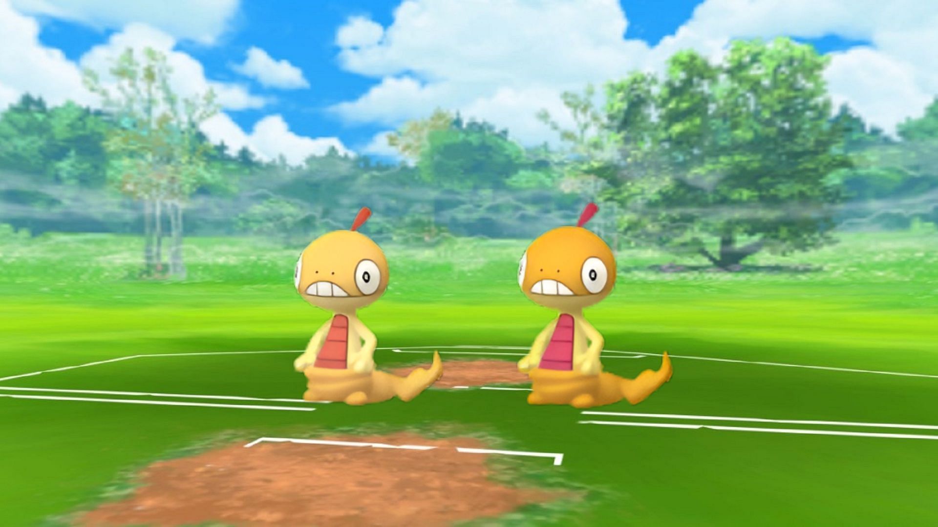 Scraggy e la sua variante brillante come appaiono in Pokemon GO (Immagine via Niantic)