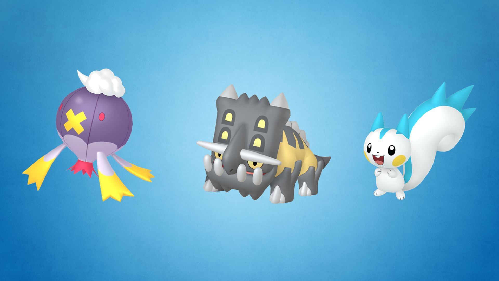 Drifblim, Basteodon e Pachirisu (immagine tramite The Pokemon Company)