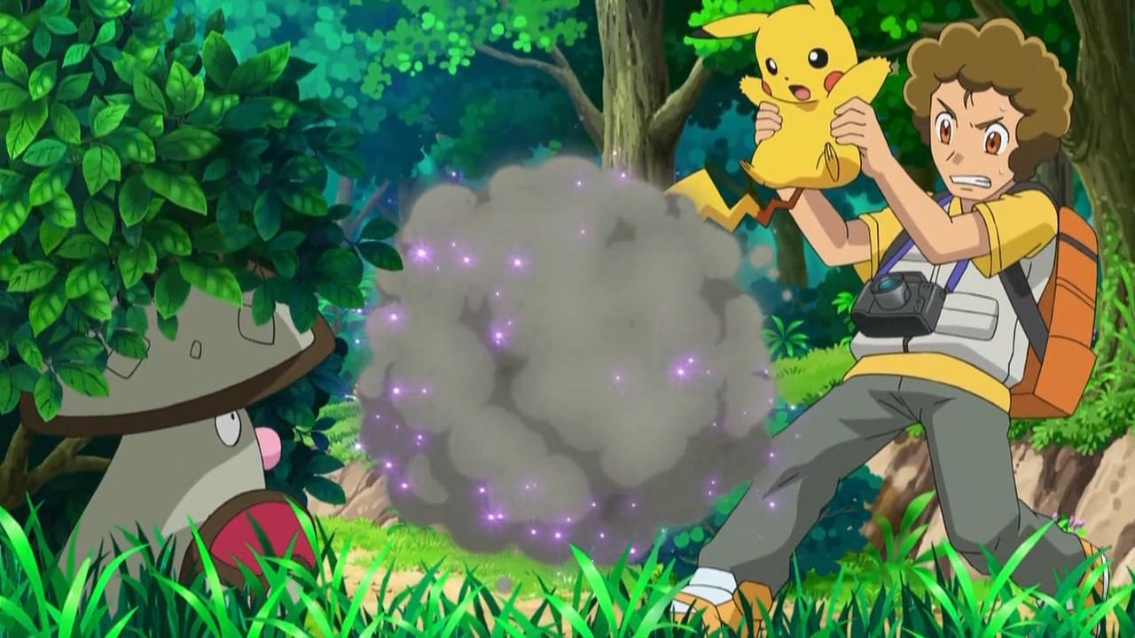 Amoonguss usa la Polvere Velenosa nell'anime (Immagine tramite The Pokemon Company)