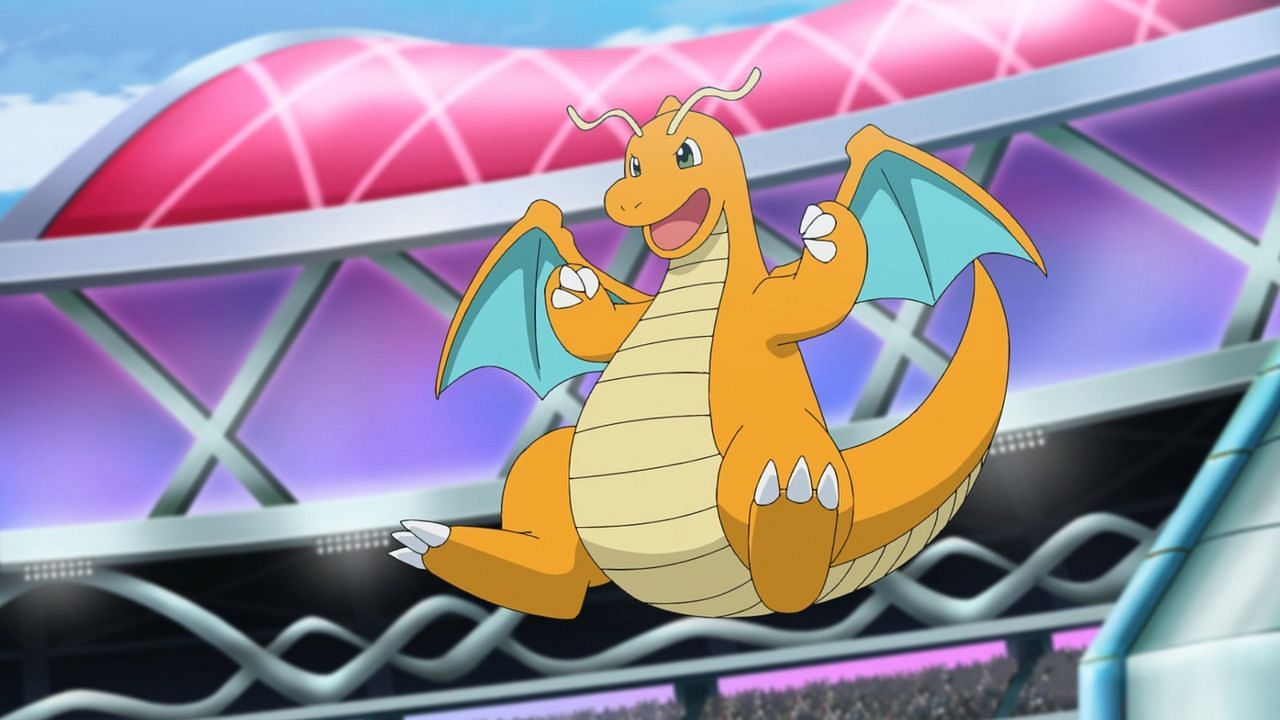 Dragonite come visto nell'anime (Immagine tramite The Pokemon Company)