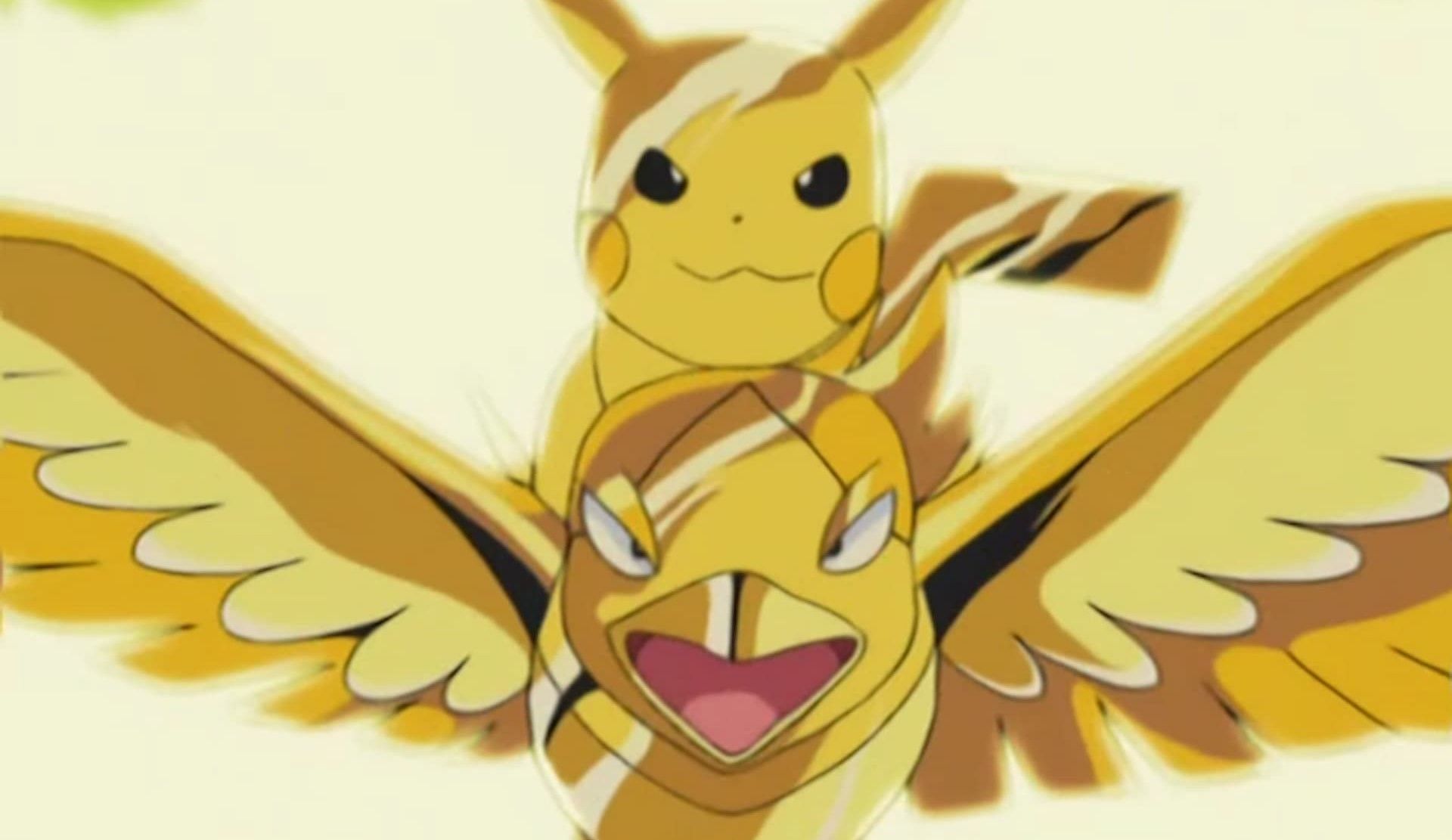 Pikachu e Swellow usano l'Armatura del Tuono (Immagine tramite The Pokemon Company)
