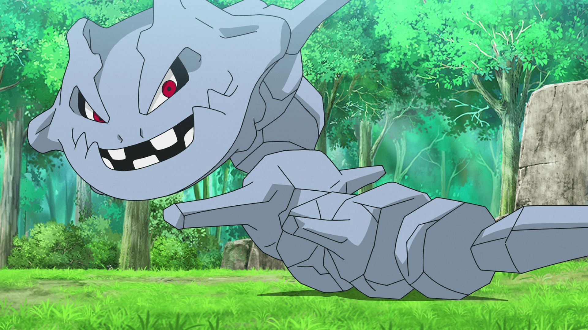 Lo Steelix di Brock ha contribuito a prevenire l'acquisizione della Palestra di Pewter City da parte del Team Rocket in questo episodio dell'anime Pokemon (Immagine tramite The Pokemon Company)