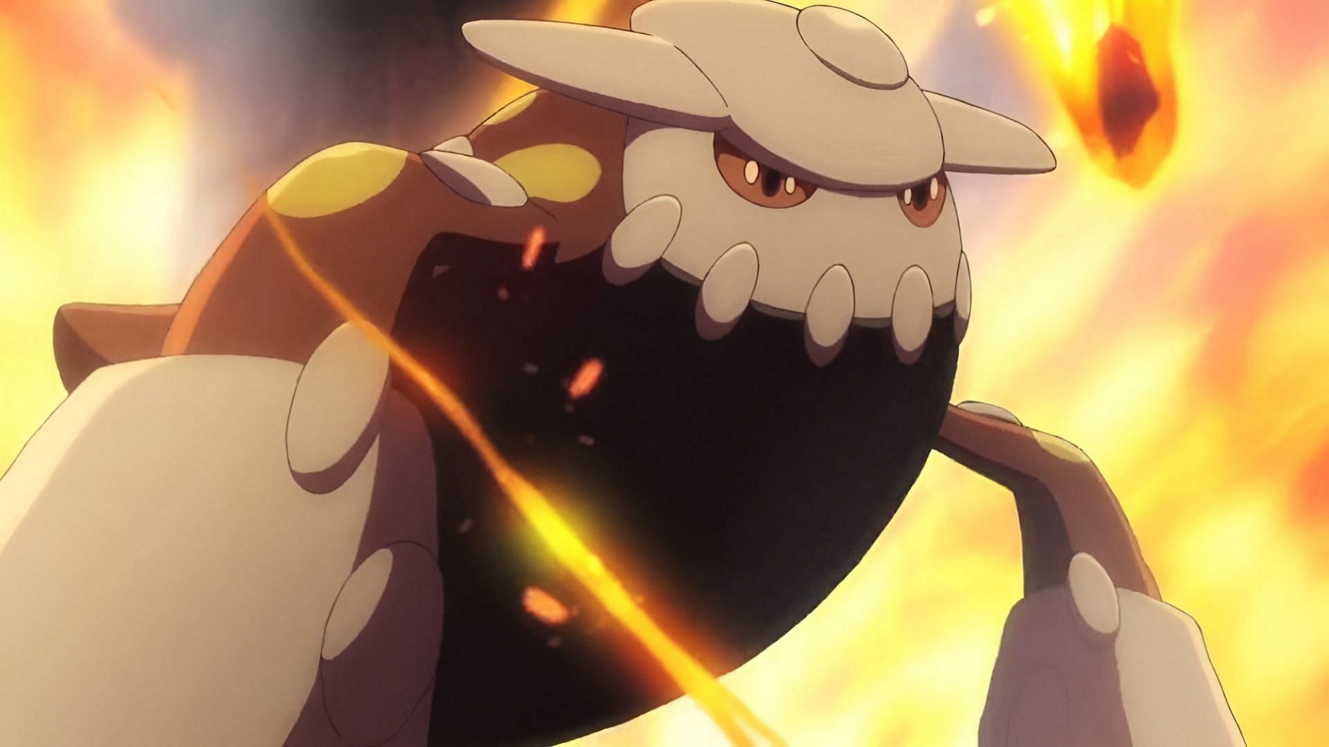 Heatran come appare nell'anime (Immagine tramite The Pokemon Company)