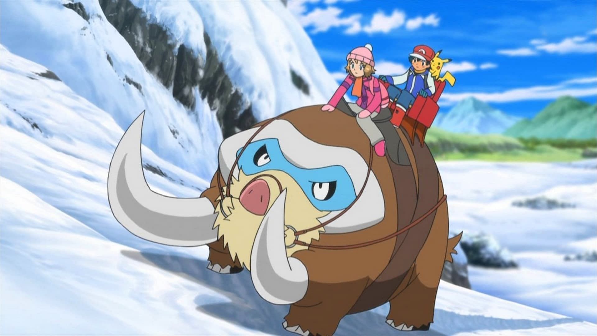 Mamoswine nell'anime (Immagine tramite The Pokemon Company)
