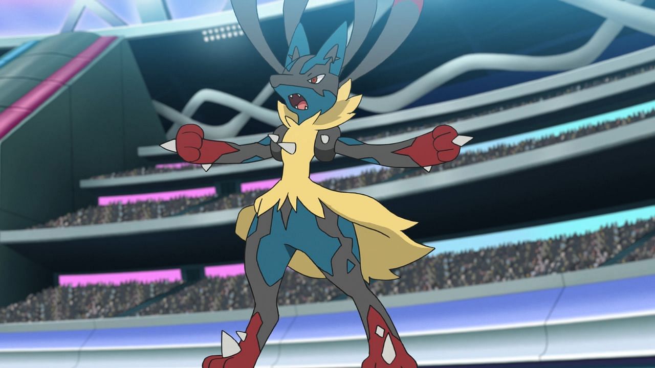 Mega Lucario come visto nell'anime (Immagine tramite The Pokemon Company)