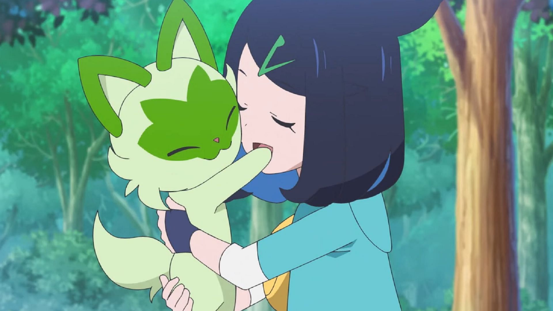 Liko e Sprigatito si abbracciano in Pokemon Horizons Episodio 40 (Immagine tramite The Pokemon Company)