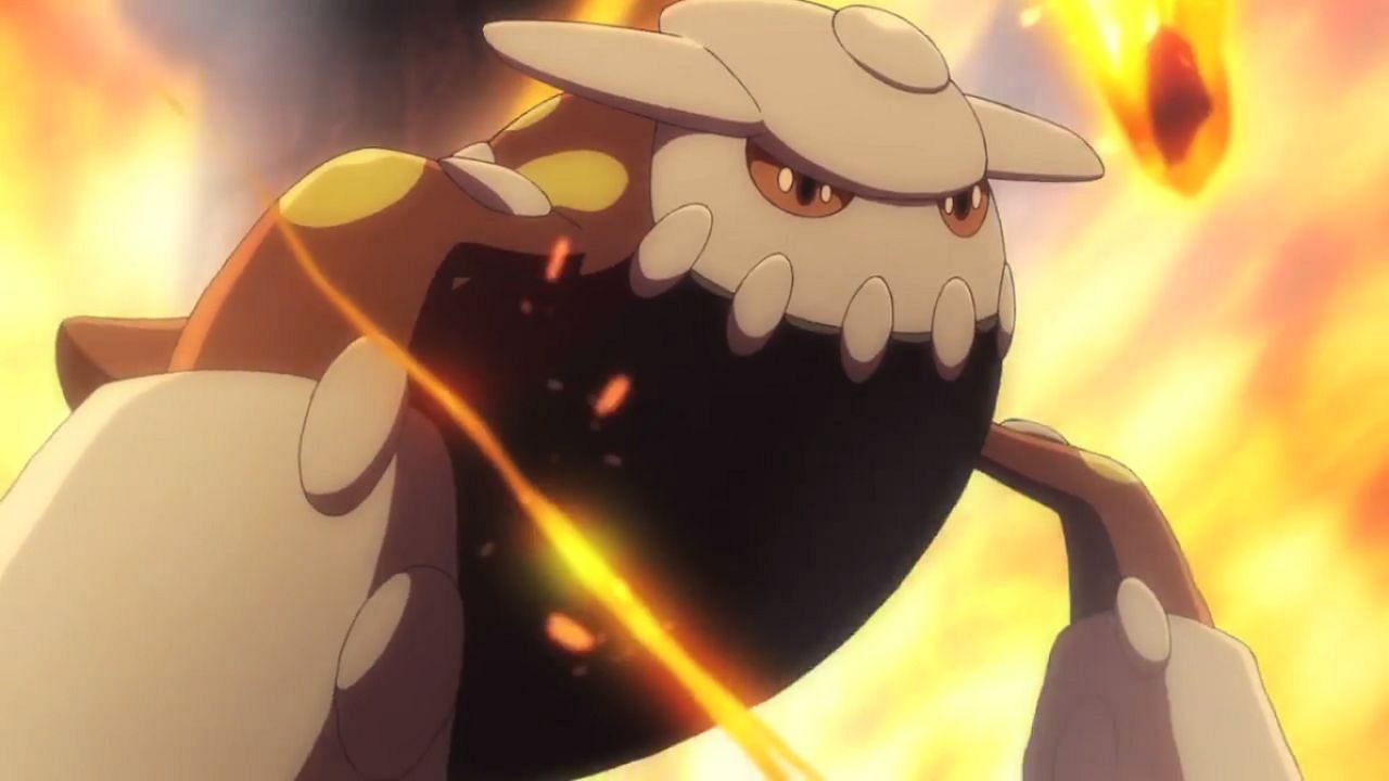 Heatran, come visto nell'anime (Immagine tramite The Pokemon Company)