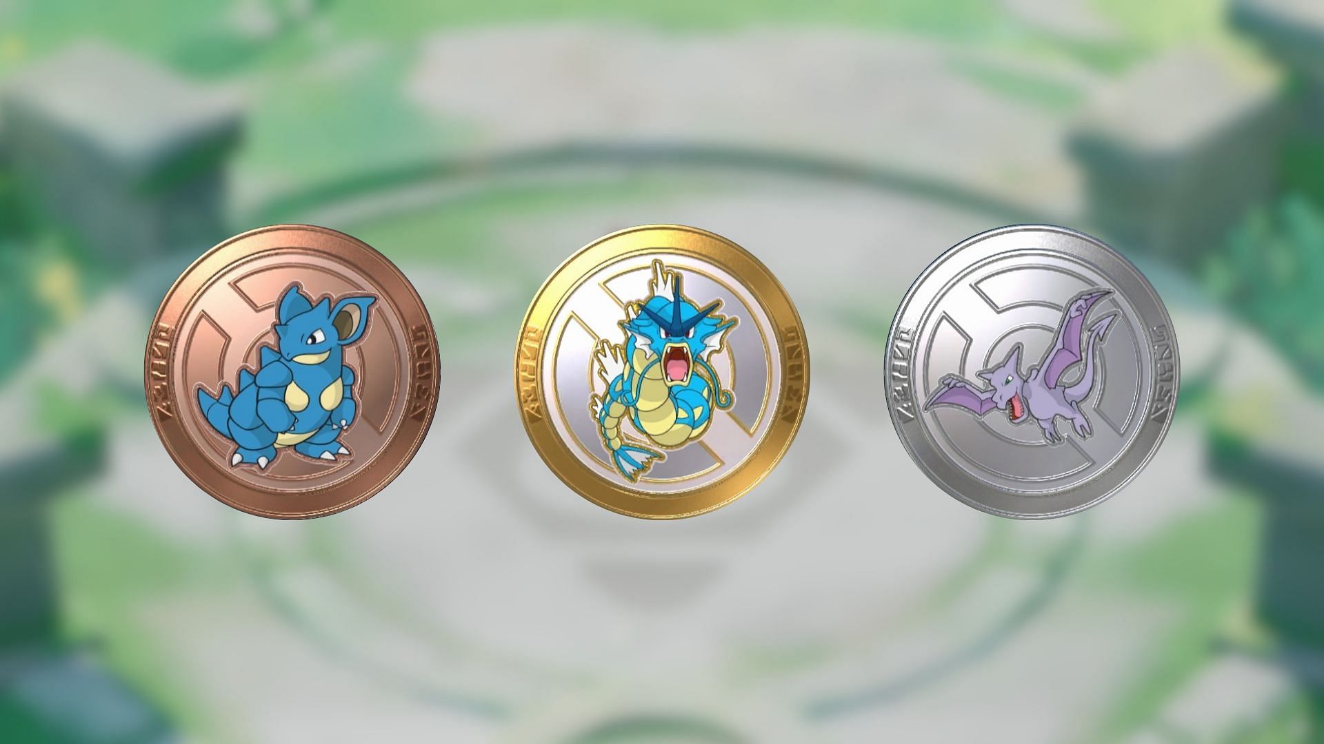 Emblemi di potenziamento di Nidoqueen, Gyarados e Aerodactyl in Pokemon Unite (immagine tramite The Pokemon Company)