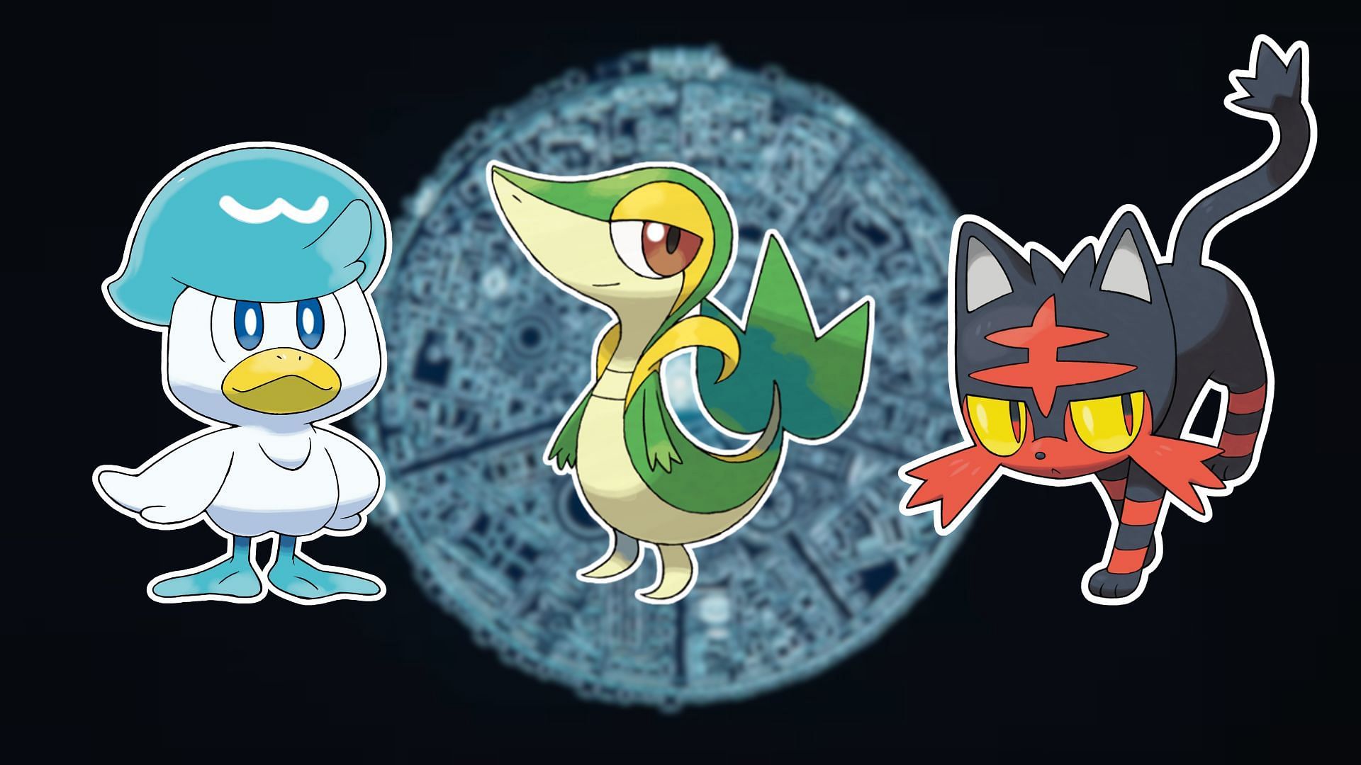 Quaxly, Snivy e Litten (immagine tramite The Pokemon Company)