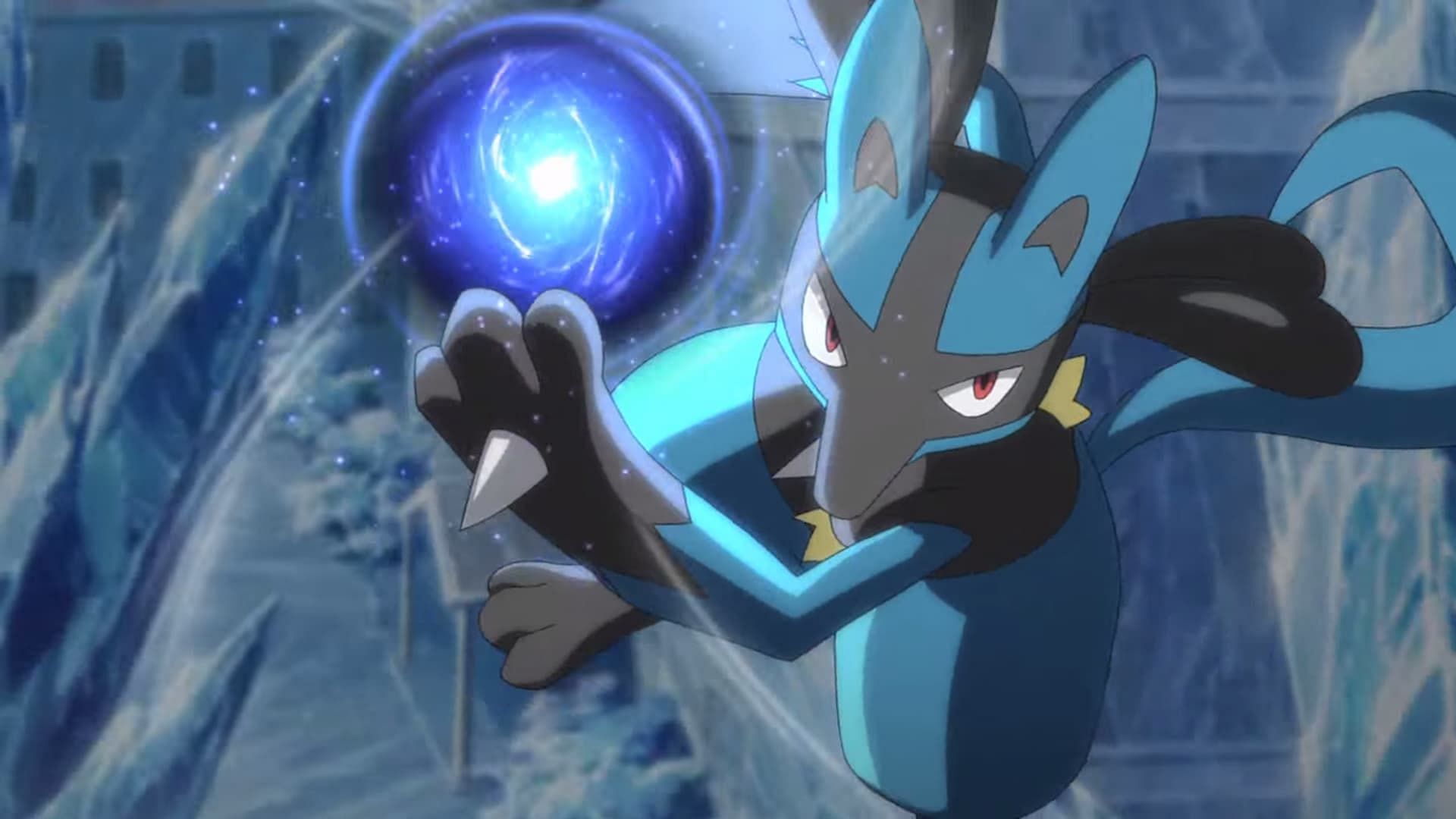 Lucario nell'anime (Immagine tramite The Pokemon Company)