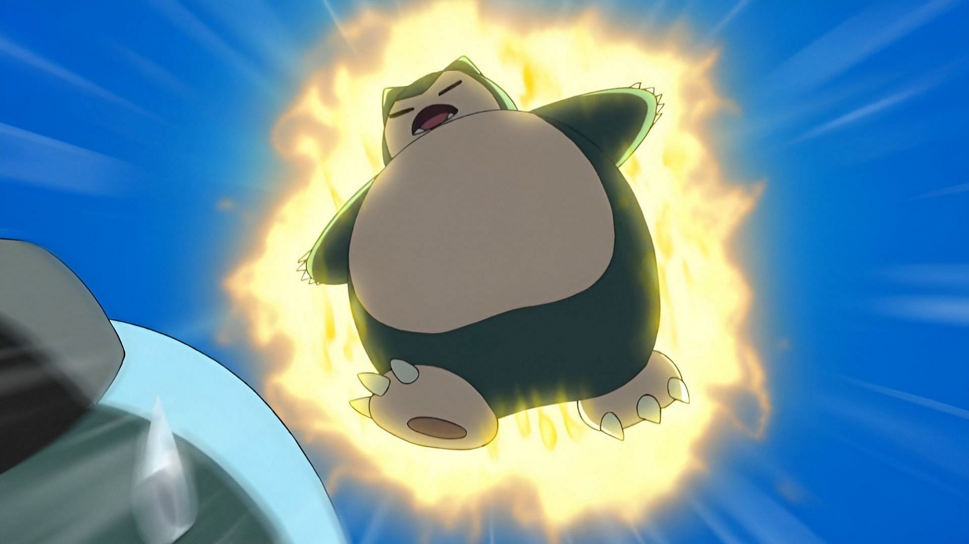 Snorlax usa la mossa Z Polverizzante Pancake nell'anime (immagine tramite The Pokemon Company)