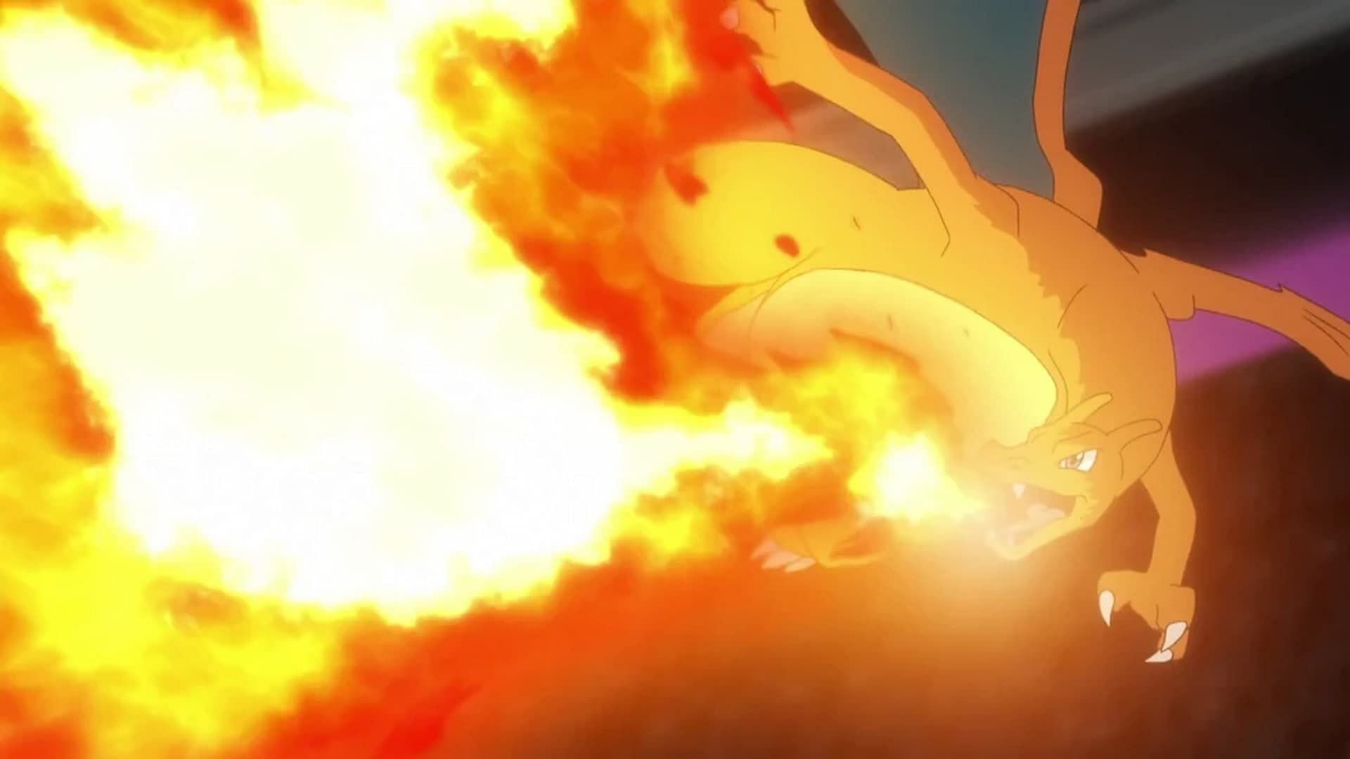 Charizard usa Lanciafiamme nell'anime (immagine tramite TPC)