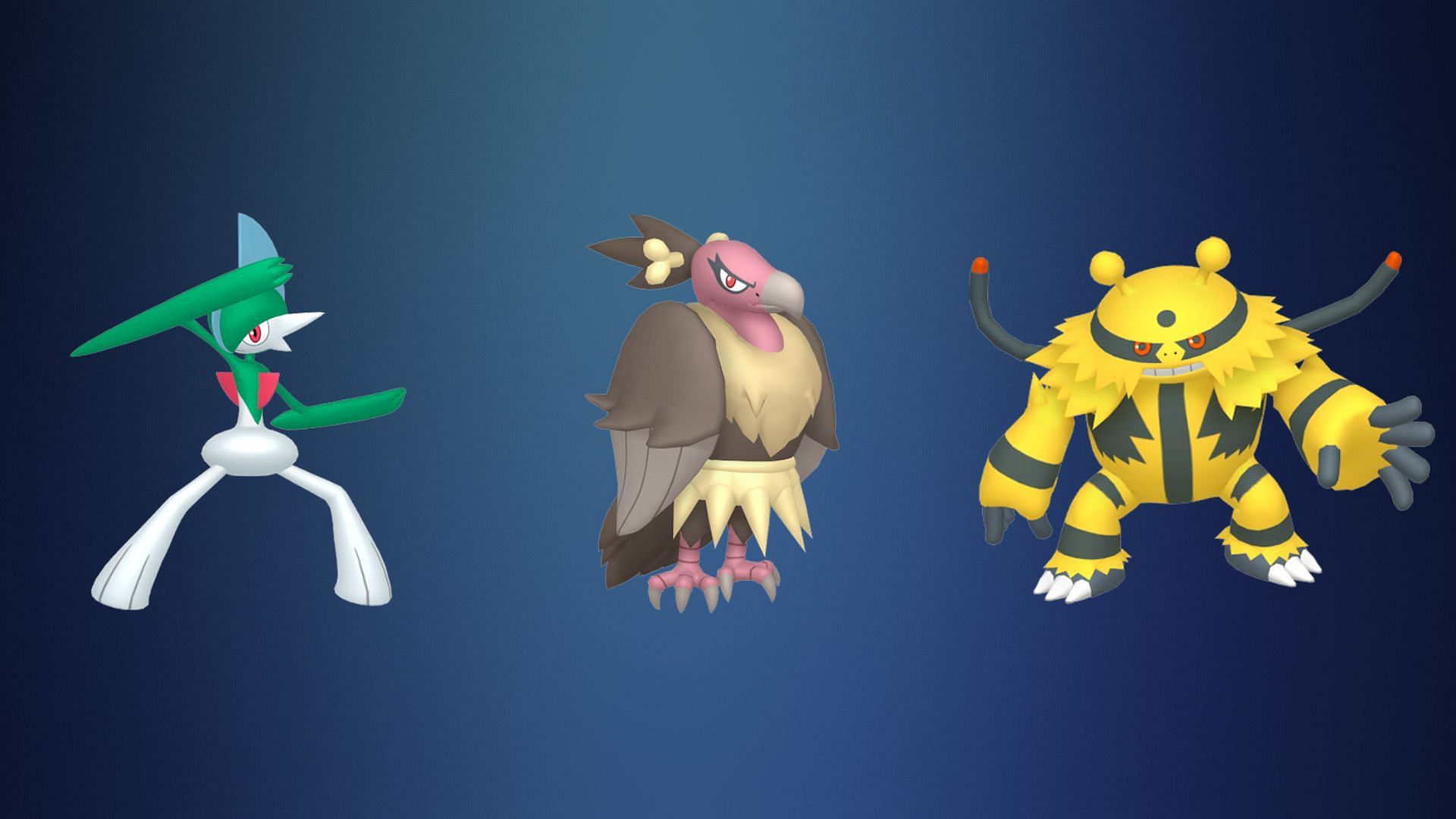 Shadow Gallade, Mandibuzz e Shadow Electivire (immagine tramite The Pokemon Company)