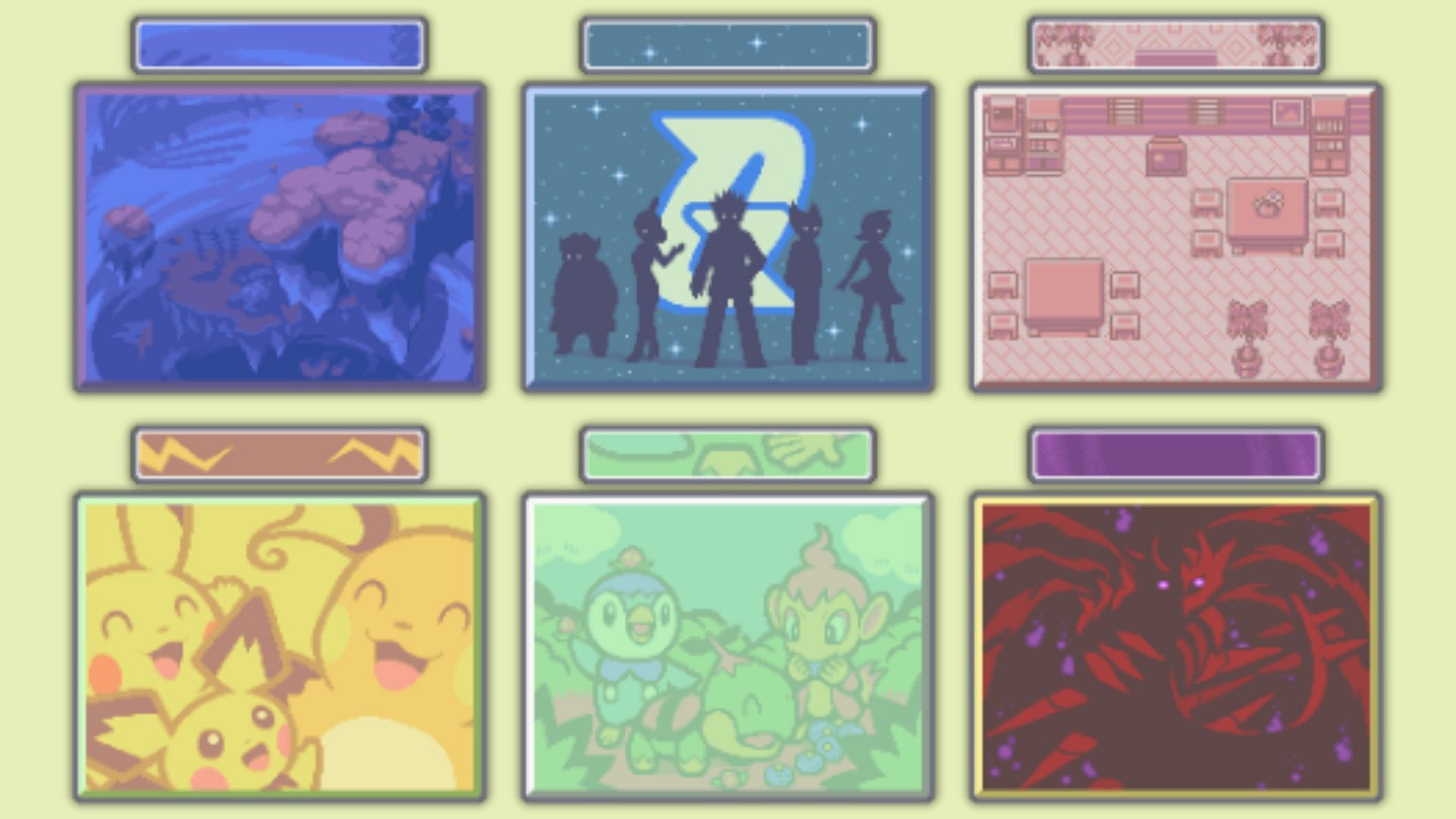 Diversi sfondi speciali ottenibili in Pokemon Platino (immagine tramite The Pokemon Company)