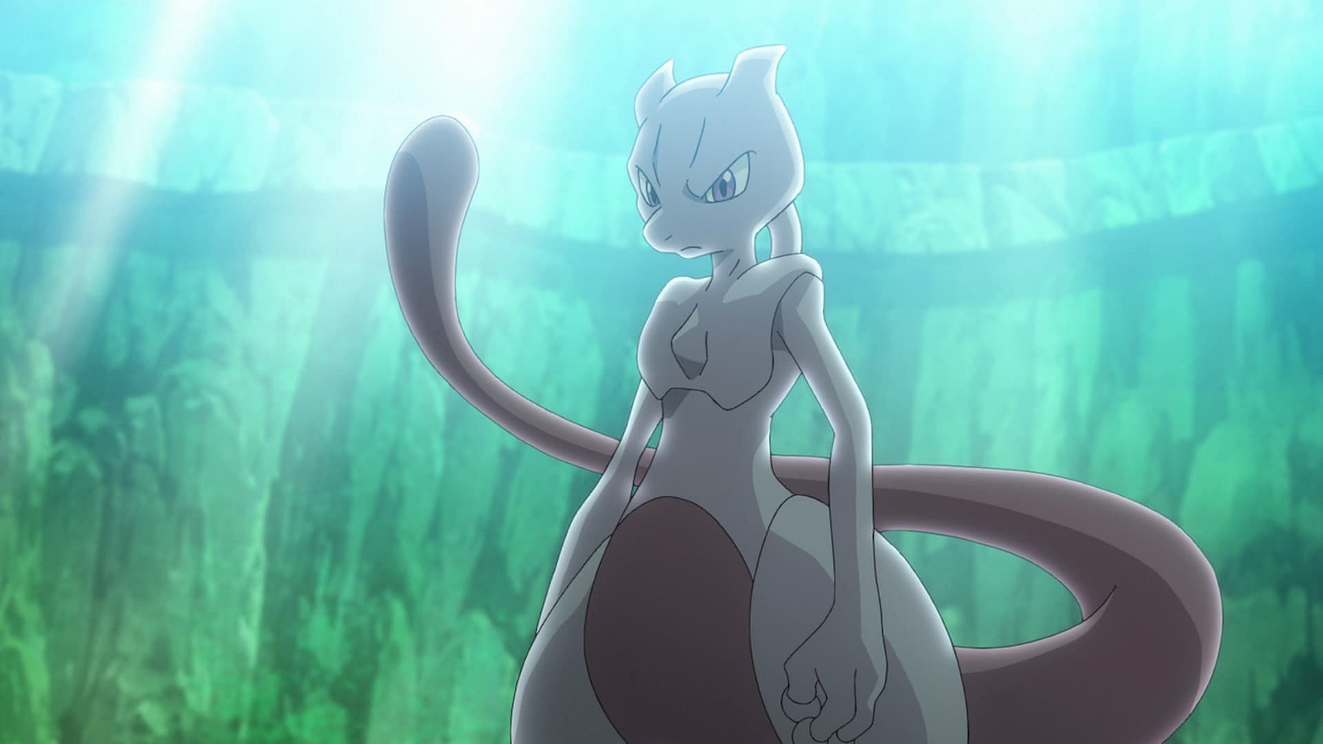 Mewtwo nell'anime (Immagine tramite The Pokemon Company)