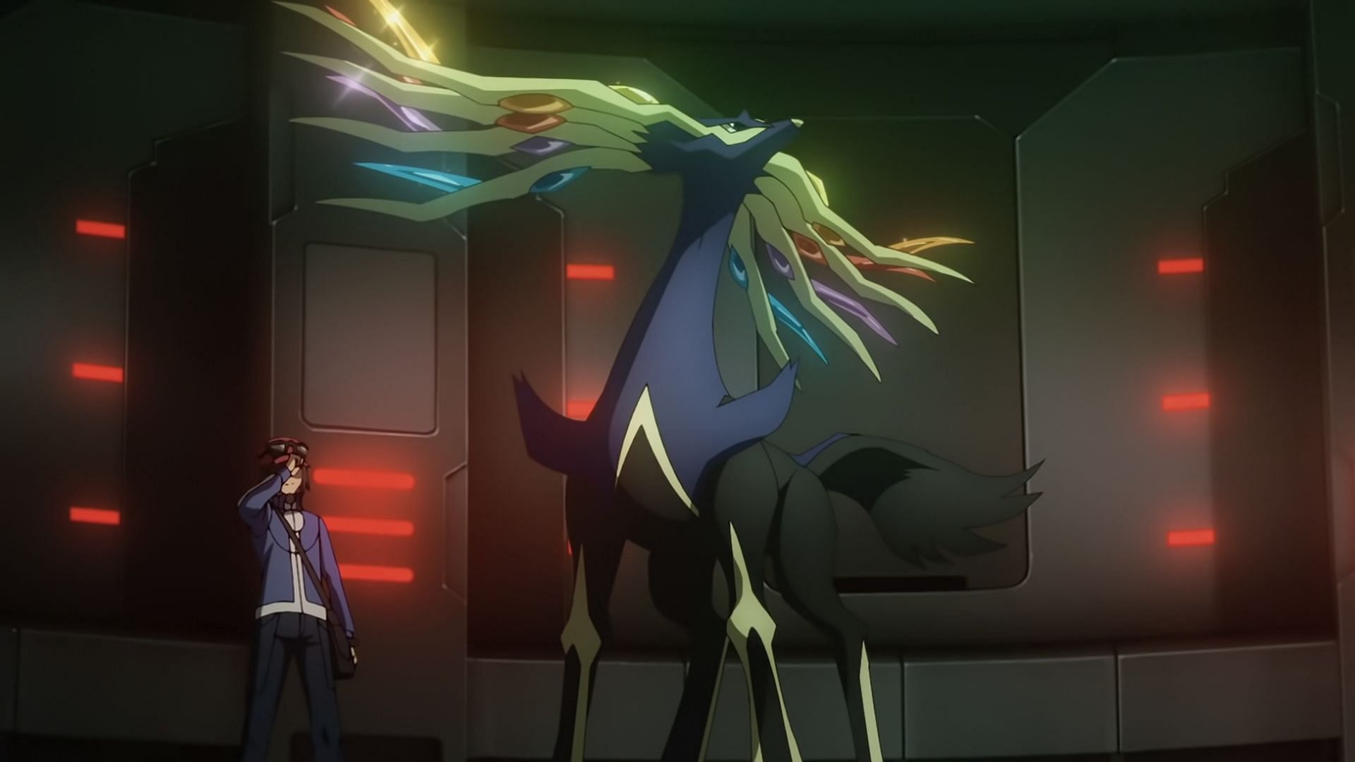 Calem usa Xerneas contro Elisio nell'anime Evolutions (Immagine tramite The Pokemon Company)