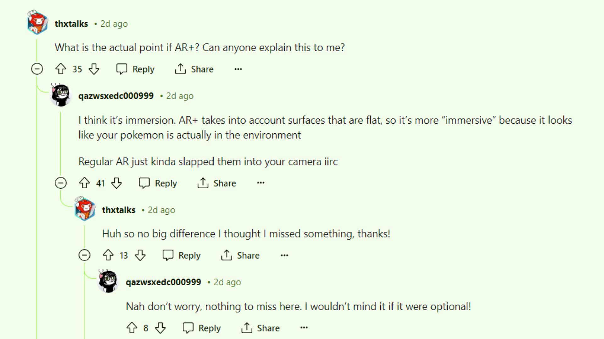 Gli utenti Reddit discutono della funzionalità AR+ (immagine tramite Reddit)