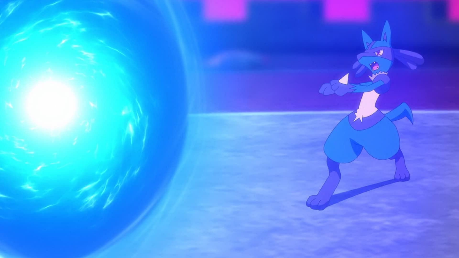 Lucario usa Aura Sphere nell'anime (Immagine tramite The Pokemon Company)