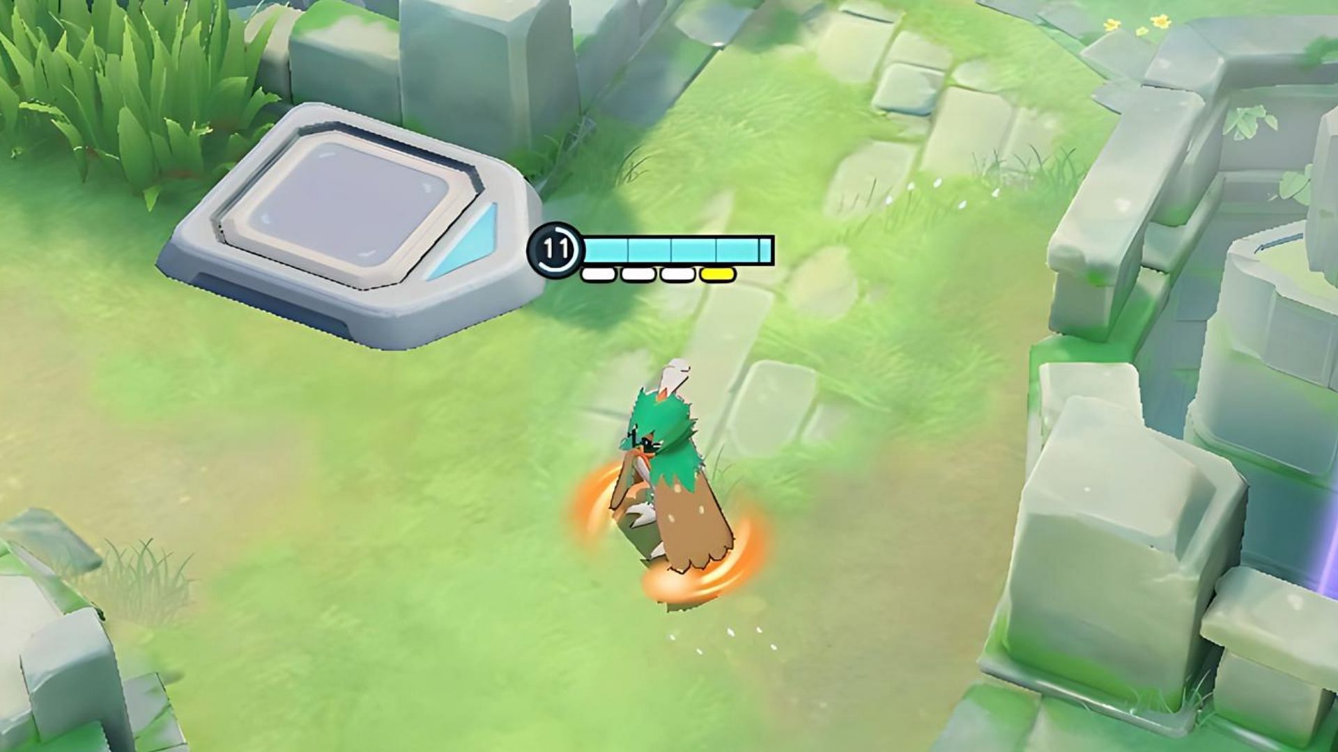 L'indicatore di attacco potenziato si trova sotto la barra della salute nel gioco (Immagine tramite The Pokemon Company)