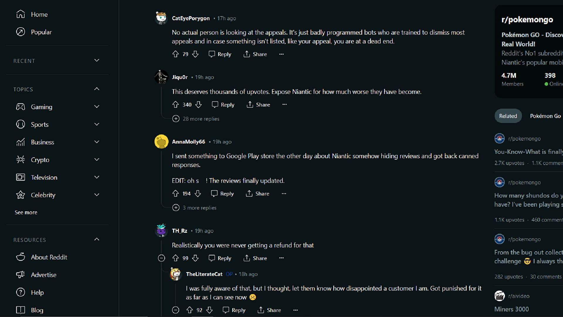 I fan di Pokemon GO continuano a esprimere la loro insoddisfazione per il supporto di Niantic (Immagine tramite Reddit)