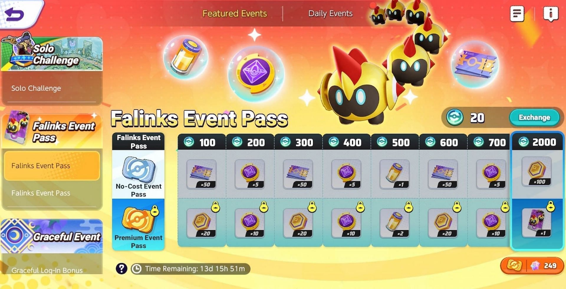 Falinks Event Pass nel gioco (immagine tramite The Pokemon Company)