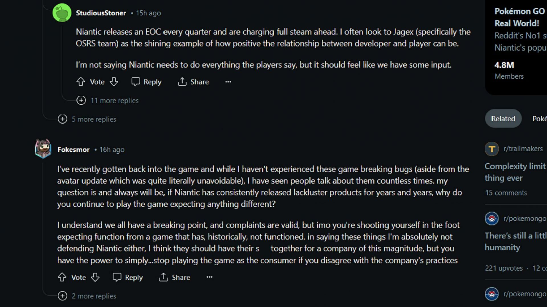 I fan hanno regolarmente criticato la gestione di Niantic nella direzione di Pokemon GO (Immagine via Reddit)