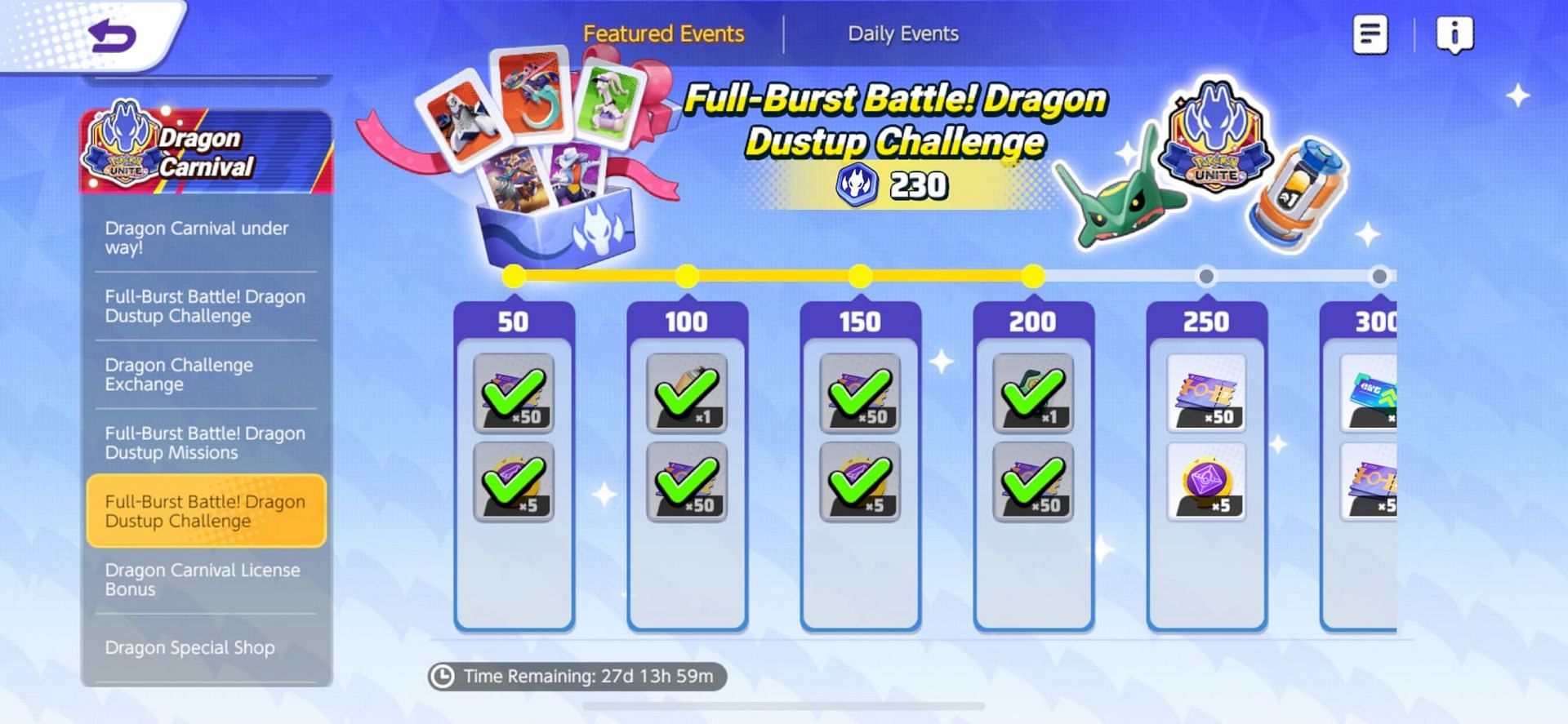 Schermata di ricompensa della Battle Dragon Dustup Challenge a esplosione completa (Immagine tramite The Pokemon Company)
