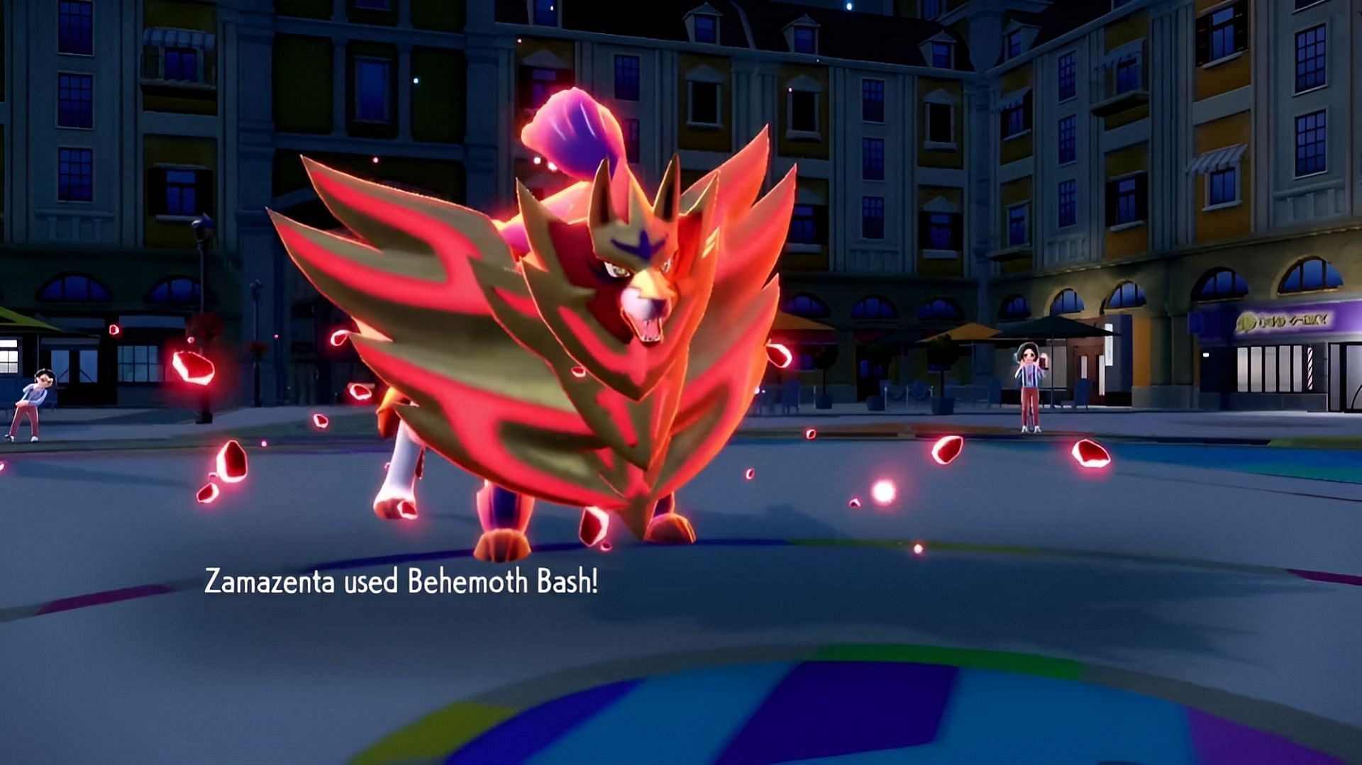 Zamazenta Scudo Incoronato attacca con Behemoth Bash in Pokemon Scarlet e Violet (Immagine tramite The Pokemon Company)