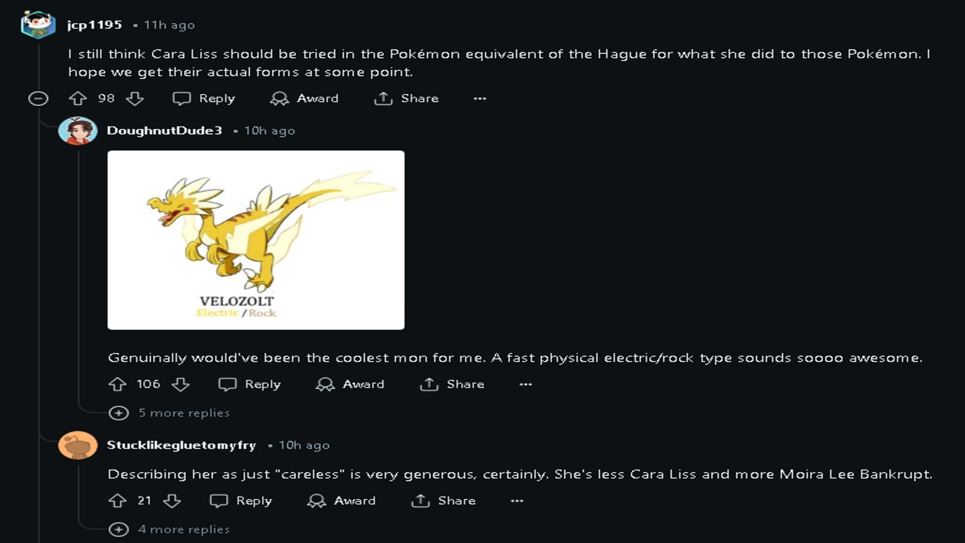 Molti fan hanno anche espresso il loro apprezzamento per il design del Pokémon Fossile dell'ottava generazione (immagine tramite Reddit)