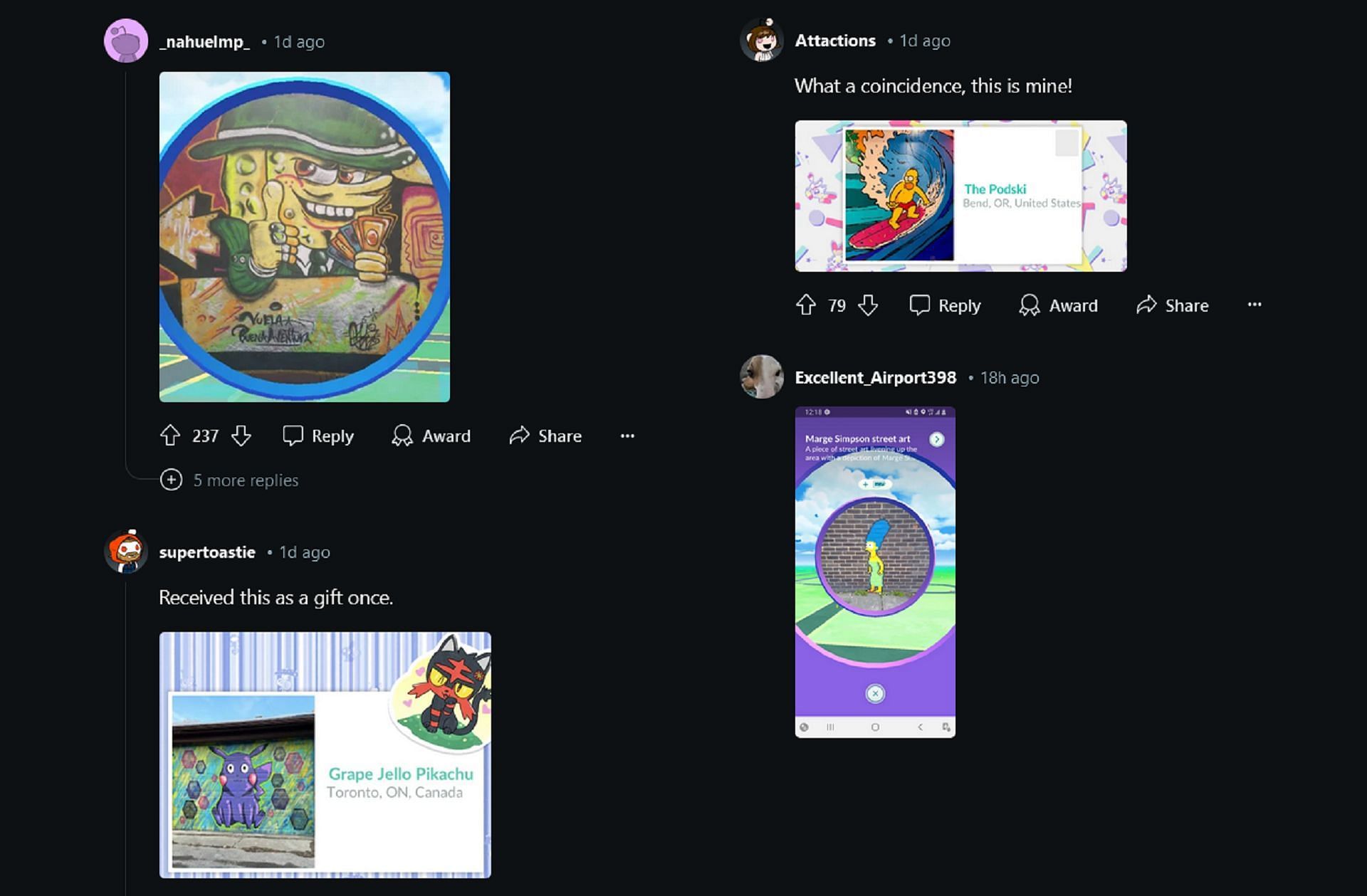 I giocatori di Pokémon GO condividono i loro PokéStop preferiti che hanno incontrato (immagine tramite Reddit)
