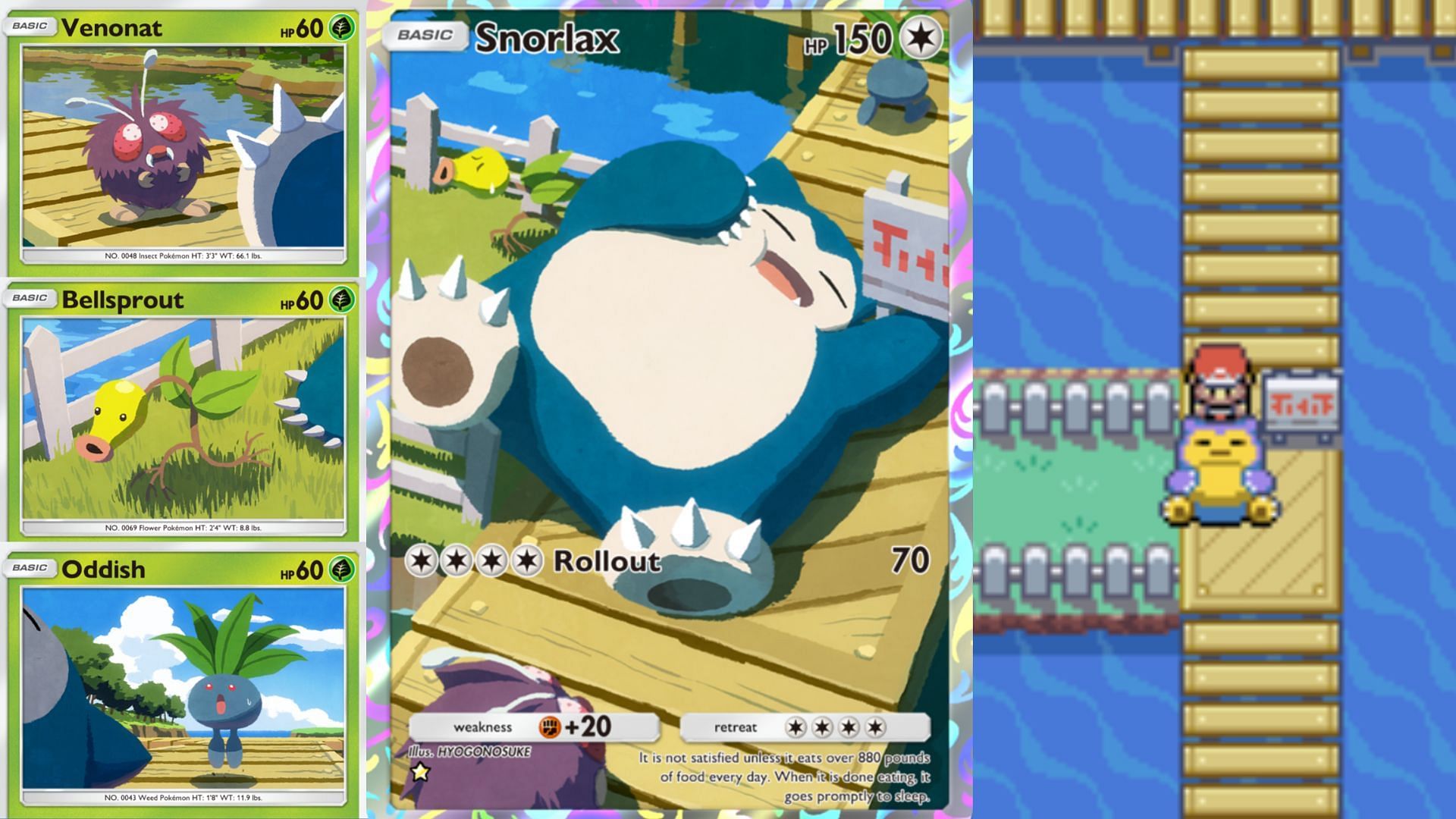 Snorlax e altre creature che mostrano l'ambiente del Percorso 12 (Immagine tramite The Pokemon Company)