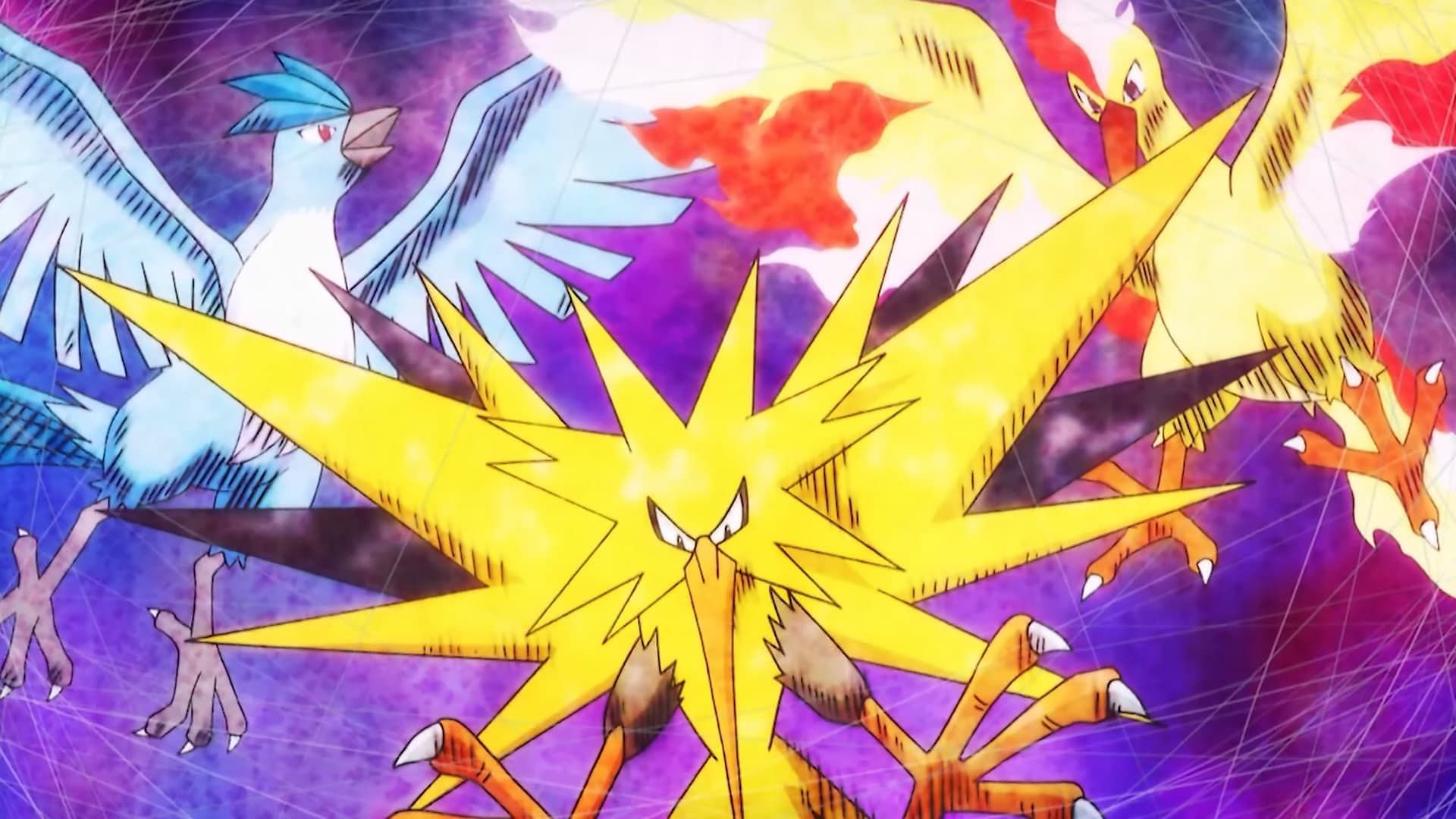 Gli uccelli leggendari visti nell'anime (immagine tramite The Pokemon Company)