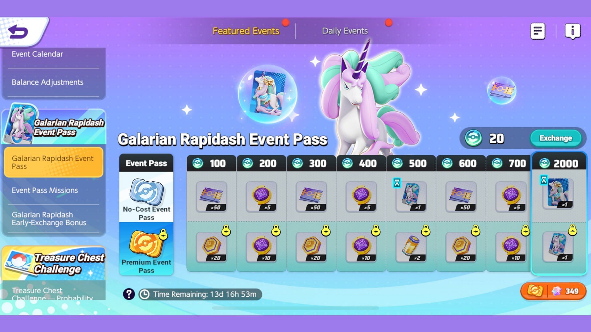 Il Galarian Rapidash Event Pass, come visto nel gioco (Immagine tramite The Pokemon Company)
