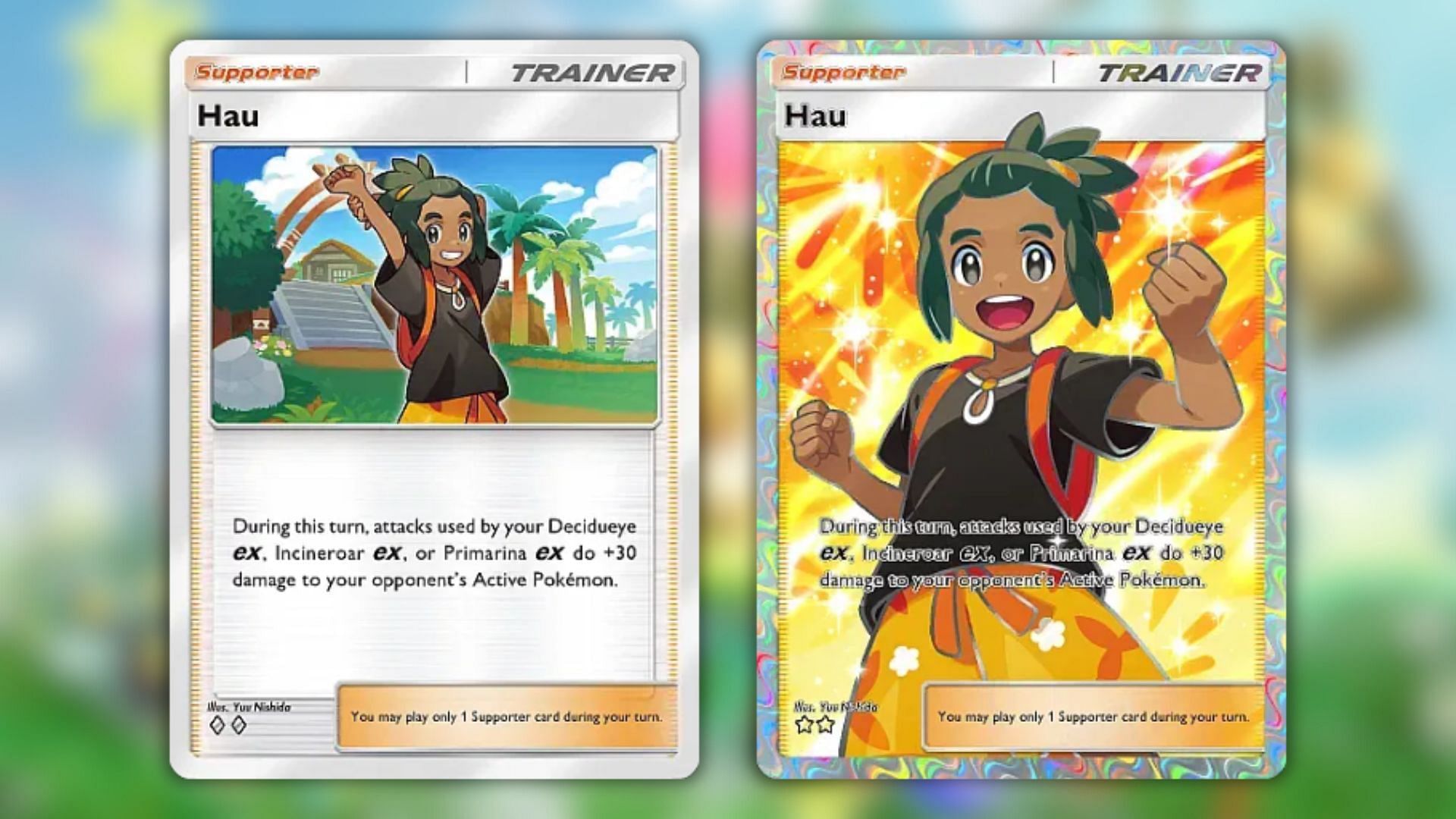 Tutte le varianti di Hau da Pokemon TCG Pocket Eevee Grove (immagine tramite la società Pokemon)