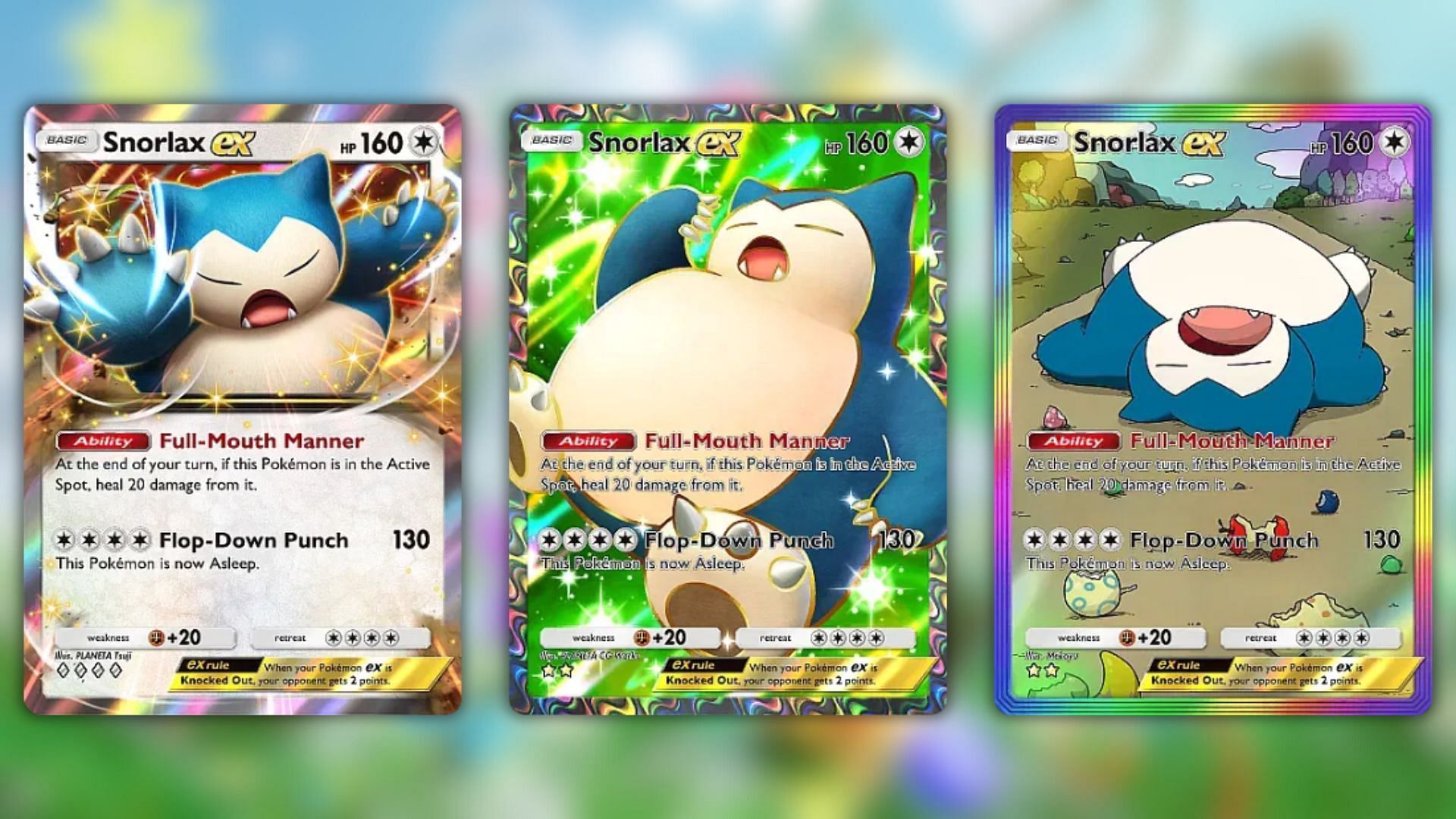 Tutte le varianti di Snorlax Ex da Pokemon TCG Pocket Eevee Grove (Immagine tramite la Pokemon Company)