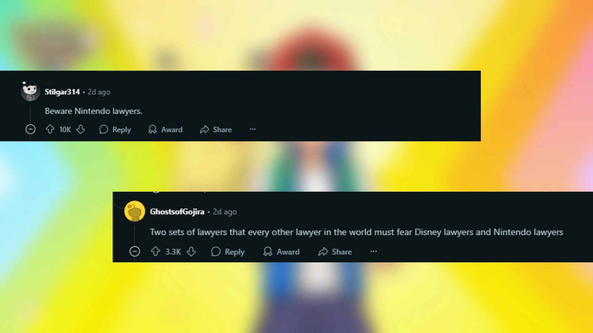 I fan che esortano Nintendo a intraprendere azioni legali per il video ICE (immagine tramite Reddit)